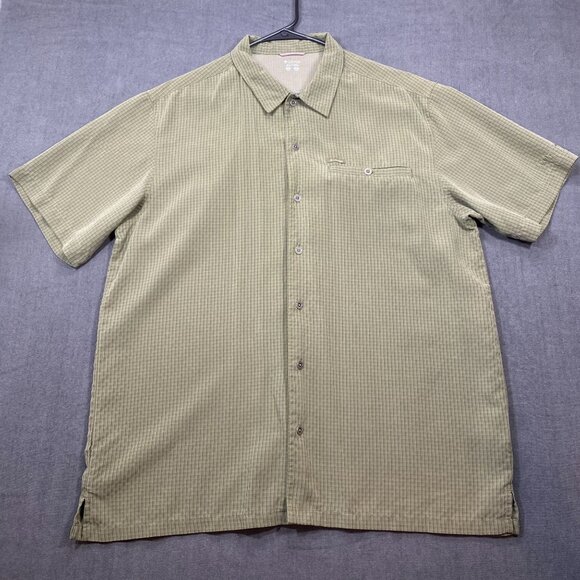 Columbia Mens Green Plaid Short-Sleeve Button-Up Shirt L Lightweight Modal Blend - Picture 1 of 13